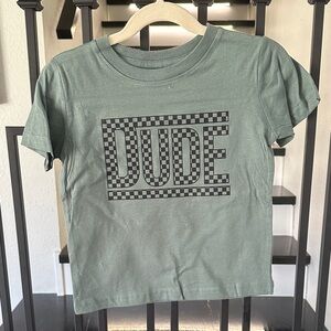 Kids 'Dude' Graphic Tee in Sage Green